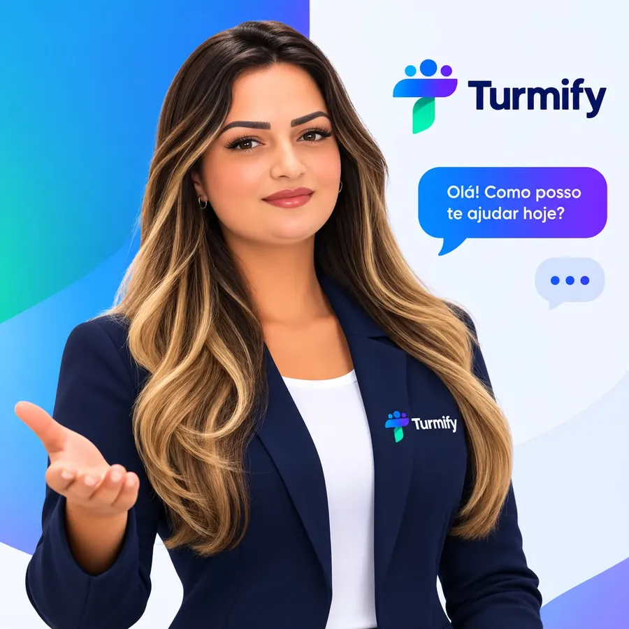 Nathy, a assistente de IA do Turmify, cumprimentando: Olá! Como posso te ajudar hoje?